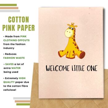 Nouvelle carte de bébé, bienvenue petit, bébé girafe paquet de 8 5