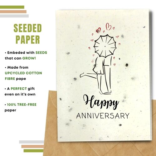 Happy Anniversary Greeting Card, Kissing in the Rain Pack Of 8