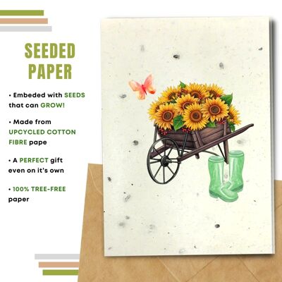 All Occasion Greeting Card, Sunflowers In Wheelbarrow Pack Of 8