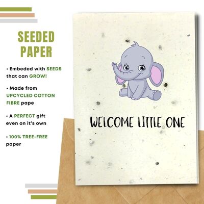 New Baby Card, Welcome Little One, Baby Elephant Pack Of 8