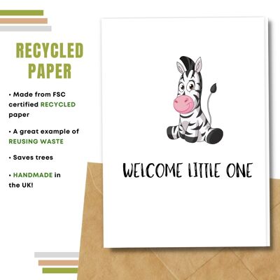 New Baby Card, Welcome Little One, Baby Zebra Pack Of 8