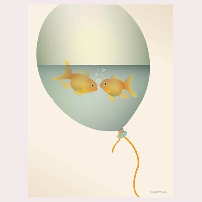 póster Amor en una burbuja con peces de colores, tamaño A5