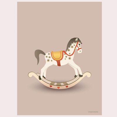 poster Rocking Horse in beige, A5 format