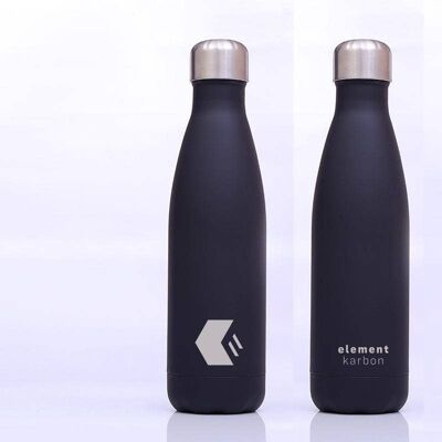 Soft Touch Stainless Steel Insulated Metal Drinks bottle - Black - 500ml