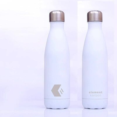 Soft Touch Stainless Steel Insulated Metal Drinks bottle - White - 500ml