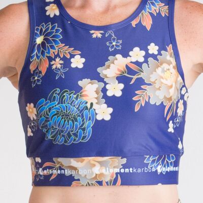 Floral - Navy Blue - High Neck Sports Top - Pre-Order - Available End August