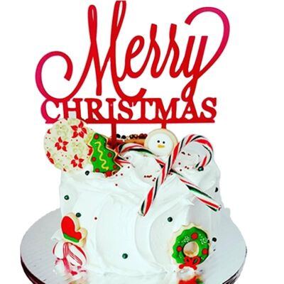 Merry Christmas Cake Decoration Red