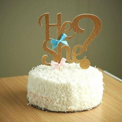 He/She Gender Reveal Cake Decoration