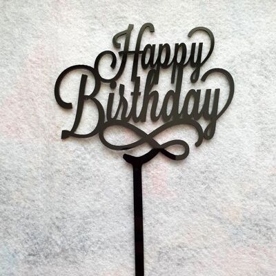 New Style Happy Birthday Acrylic Cake Topper - Black