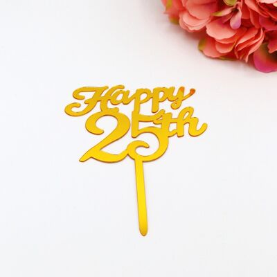Golden Number Happy 25th Cake Decoration