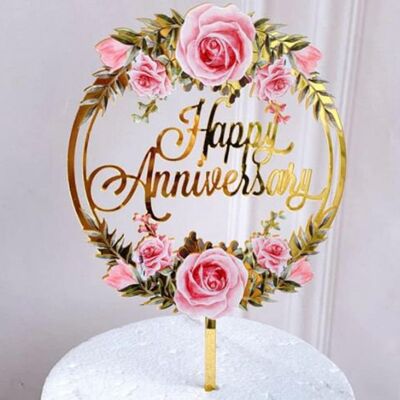 Happy AnniversaryRose Cake Decoration