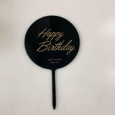 Classic Acrylic Happy Birthday Sign - Black Round