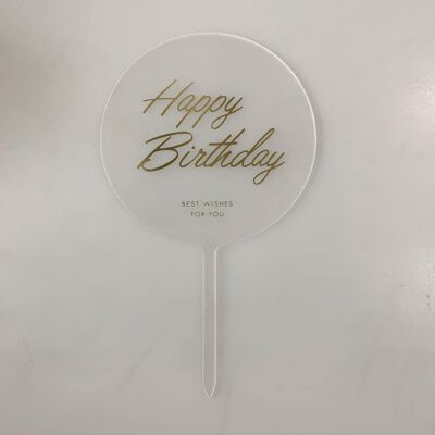 Classic Acrylic Happy Birthday Sign - Transparent Round