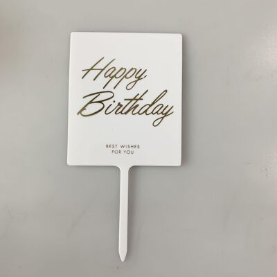 Classic Acrylic Happy Birthday Sign - Square White