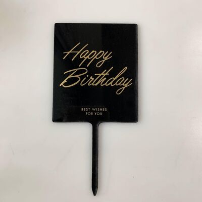 Classic Acrylic Happy Birthday Sign - Square Black
