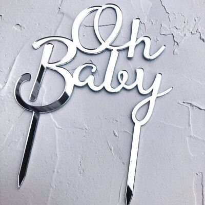 Oh Baby Cake Decoration - Silver