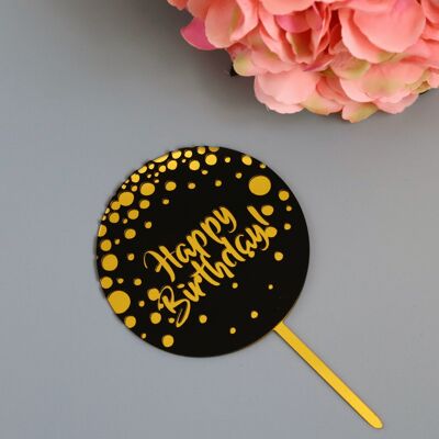 DIY Happy Birthday Acrylic Cake Topper - Black