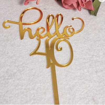 Golden Number Hello 40th Cake Decoration Numbers