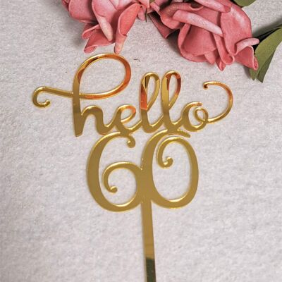 Golden Number Hello 60th Cake Decoration Numbers