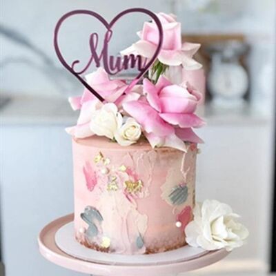 Mum Cake Topper for Mother's Day Cake Decoration - Rose Gold