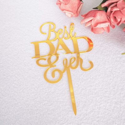 New Best Dad Acrylic Cake Topper for Father's day Cake Decoration - Gold