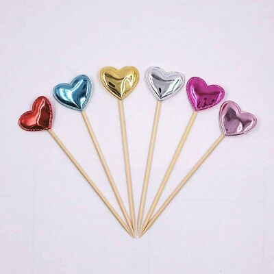 6 pcs Multicolour Heart Cake cupcake Topper