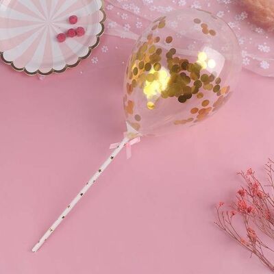 Latex Confetti Balloon Cake Decoration - Gold