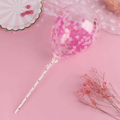 Latex Confetti Balloon Cake Decoration - Pink