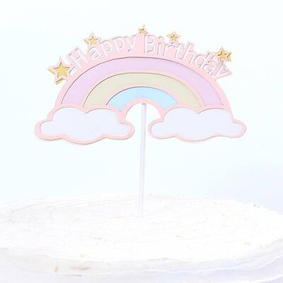 New DIY Rainbow Cloud Birthday Cake Topper - Pink