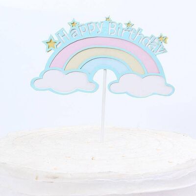 New DIY Rainbow Cloud Birthday Cake Topper - Blue