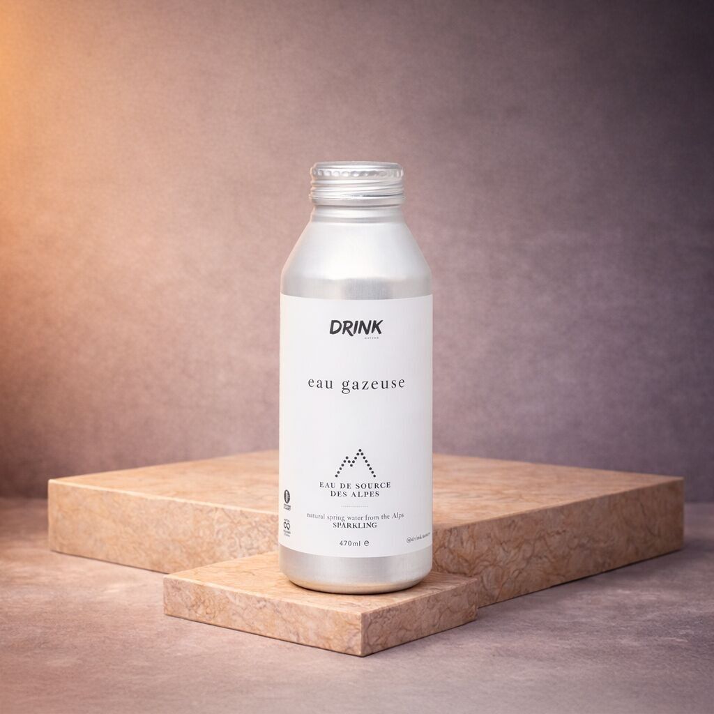 Eau de Source Naturelle des Alpes Gazeuse - 12 Bouteilles Aluminium  -470ML