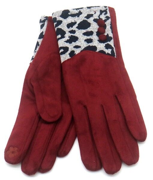 GLOVE403-089C Guanti Animal Print Rosso