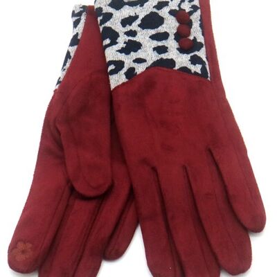 GLOVE403-089C Handschuhe Animal Print Rot