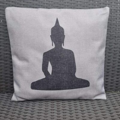 Funda de cojín de meditación de yoga, cojín de símbolos de yoga, funda de almohada de yoga de lino, cojín de meditación de lona de lino orgánico, cojín de decoración, Reino Unido - Funda de cojín con símbolo de Buda