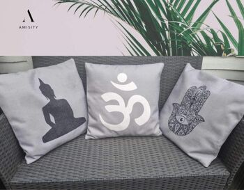Housse de coussin de méditation de yoga, coussin de symboles de yoga, taie d'oreiller de yoga en lin, coussin de méditation en toile de lin bio, coussin de décoration, Royaume-Uni - housse de coussin de symbole de Bouddha 5