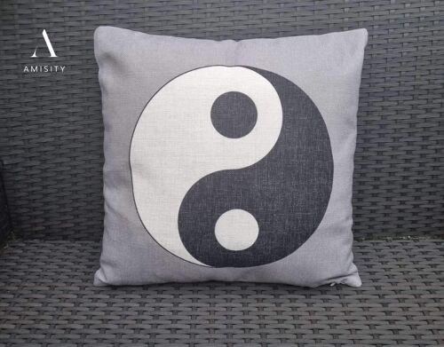 Yoga Meditation Cushion Cover, Yoga Symbols Cushion, Linen Yoga Pillow Case, Organic  Linen Canvas Meditation Cushion, Decoration Cushion,UK - Yin Yang Symbol Cushion Cover