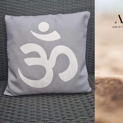 Funda de cojín de meditación de yoga, cojín de símbolos de yoga, funda de almohada de yoga de lino, cojín de meditación de lona de lino orgánico, cojín de decoración, Reino Unido - Funda de cojín con símbolo Om