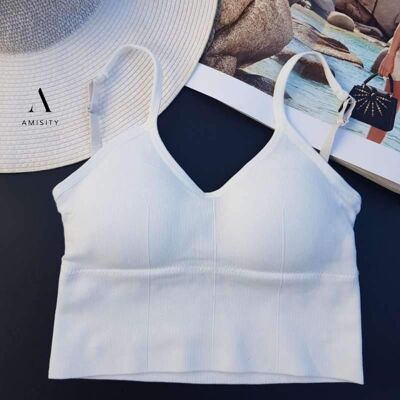 Sujetador de yoga sin costuras deportivo ajustable acolchado de alta calidad con espalda en U, Sujetador de pilates, Sujetador de mujer, Sujetador sin cables, Talla única - Blanco