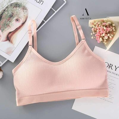 Soutien-gorge de sport sans armatures, respirant, adapté à toutes les occasions - taille unique - (70A - 80B) - rose pastel