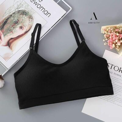 Soutien-gorge de sport sans armatures sans couture, respirant, adapté à toutes les occasions - taille unique - (70A - 80B) - Noir