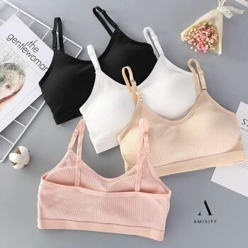 Soutien-gorge de sport sans armatures, respirant, adapté à toutes les occasions - taille unique - (70A - 80B) - Nude 3