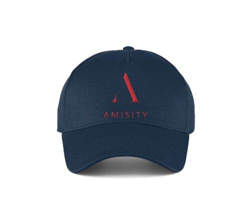 Amisity Ultimate Cotton Unisex Baseball Cap, Fitness Cap, Gym Cap, Travel Cap, Trend Now, UK - Navy Cap - Red Logo