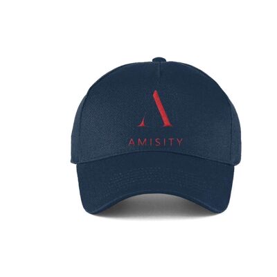 Amisity Ultimate Cotton Berretto da baseball unisex, berretto fitness, berretto da palestra, berretto da viaggio, Trend Now, Regno Unito - Berretto blu scuro - Logo rosso
