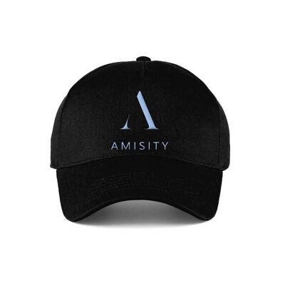 Amisity Ultimate Cotton Unisex Baseball Cap, Fitness Cap, Gym Cap, Travel Cap, Trend Now, UK - Black Cap - Baby Blue Logo