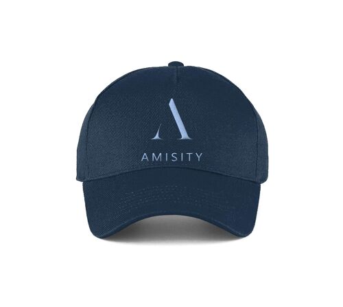 Amisity Ultimate Cotton Unisex Baseball Cap, Fitness Cap, Gym Cap, Travel Cap, Trend Now, UK - Navy Cap- Baby Blue Logo