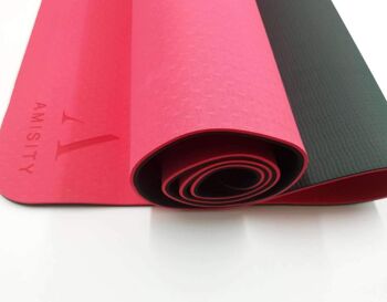 Tapis de yoga écologique UK, tapis de Pilate écologique, tapis de Pilate, tapis de fitness, tapis d'exercice, tapis de méditation, tapis d'entraînement à domicile, y compris le cadeau de main Hamsa - rouge 1