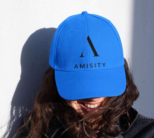 Amisity Ultimate Cotton Unisex Baseball Cap- Black Logo, Fitness Cap, Gym Cap, Travel Cap, Trend Now, UK - Bright Royal