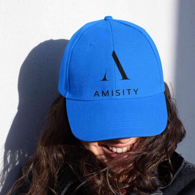 Amisity Ultimate Cotton Unisex Baseball Cap- Black Logo, Fitness Cap, Gym Cap, Travel Cap, Trend Now, UK - Bright Royal