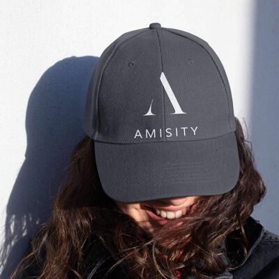 Amisity Ultimate Cotton Berretto da baseball unisex-logo bianco, berretto fitness, berretto da palestra, berretto da viaggio, Trend Now, Regno Unito - grigio grafite