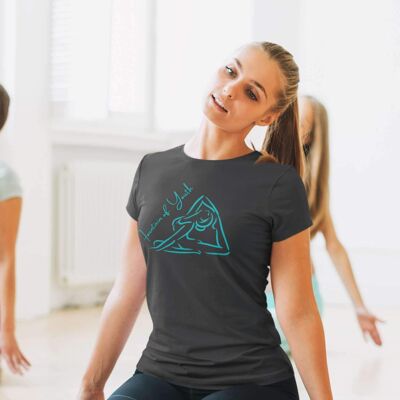 Jungbrunnen Yoga T-Shirt -Unisex Jersey Kurzarm T-Shirt für Damen - Dunkelgrau Heather -